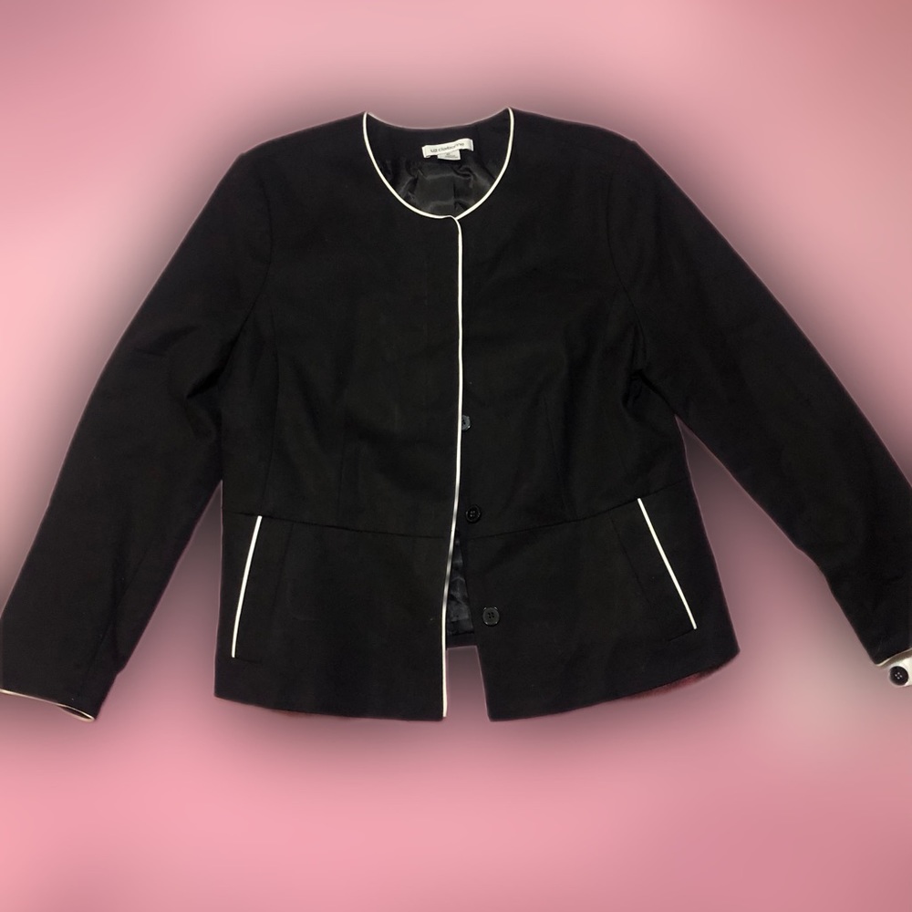 LIZ CLAIBORNE Black & White Trim Blazer